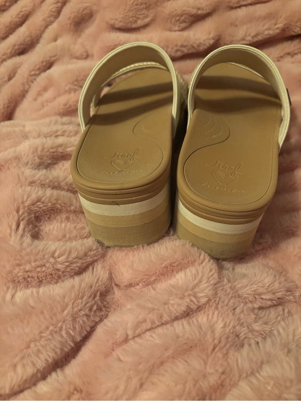 Reef Women’s Cream and Tan Slip-On Dual Strap Sandals - Picture 5 of 7